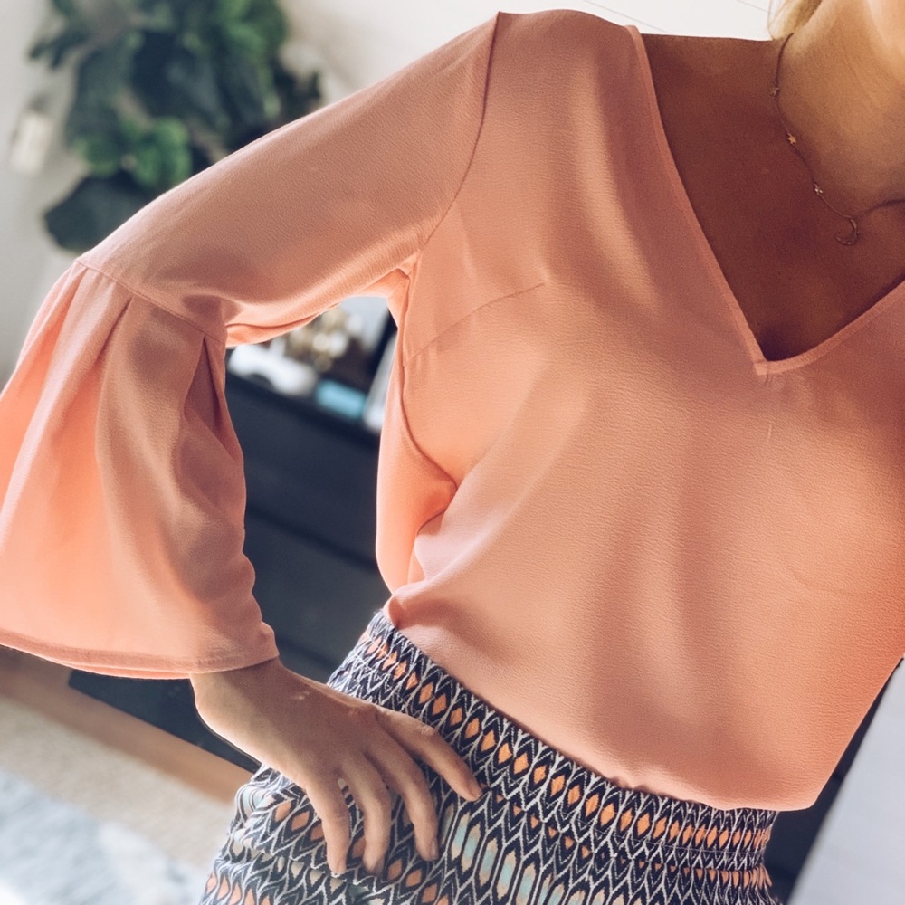 Light Pink Top with Bell Sleeves